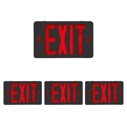 4 Pack LED Emergency Exit Sign, Universal Mount OSHA Compliant - color: Black Red, size: 4 Pack