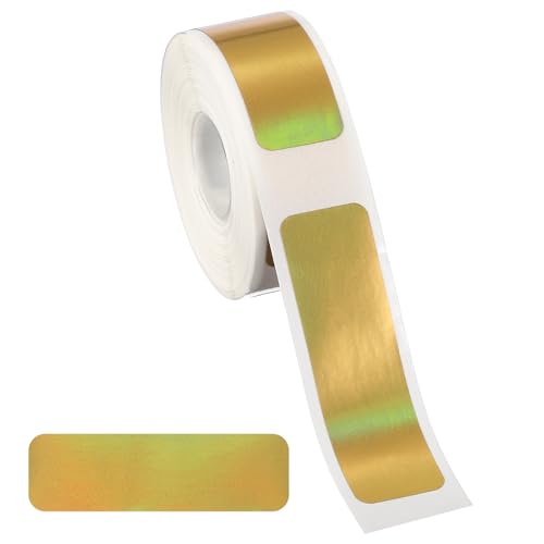 PATIKIL Holographic Thermal Label Stickers, 1.6x0.5 Holographic Thermal Label Self Adhesive Print Paper Refill 160 Tape/Roll for Name Tag Barcode Address, Gold - color: Gold, size: 1.6x0.5"
