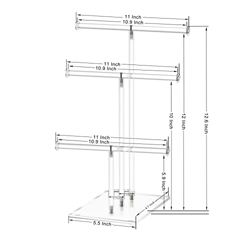 3-Tier Acrylic Jewelry Stand for Necklace Bracelet Tabletop Display