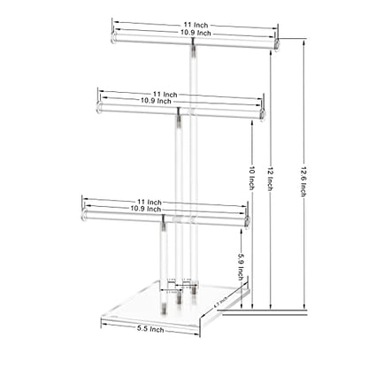 3-Tier Acrylic Jewelry Stand for Necklace Bracelet Tabletop Display