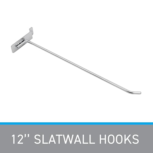 SSWBasics 12" Slatwall Hooks - Chrome - Pack of 50