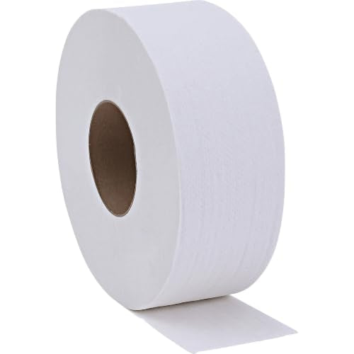Genuine Joe Jumbo Roll Bath Tissue - 2-Ply White Toilet Paper, 3.3" x 650' per Roll, 12 Count Bulk Pack, Recycled Fiber, Commercial Grade for Dispensers - size: 3.25" x 650' (Pack of 12)
