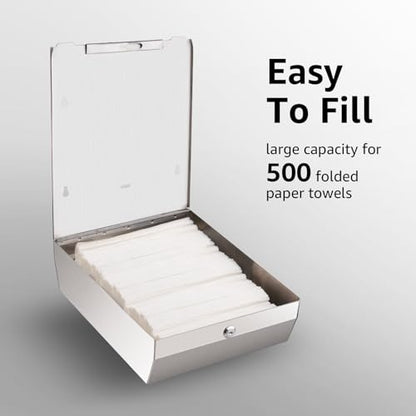 Paper Towel Dispenser Wall Mount - Multifold Trifold Paper Towel Dispensers, Large Capacity Stainless Steel Tissue Holder, Suitable for Bathrooms and Public Places - color: D-391 Silver Set
