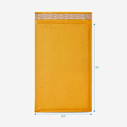 Golden Kraft Bubble Mailers 6.5x10 inch - 250 pack, Self-Seal Cushioning Padded Envelopes #0 | Small Business eCommerce shipping jewelry, makeup, cosmetics, accessories, and more - MADE IN USA - size: #0 - 6.5" x 10"