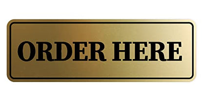 Signs ByLITA Standard Order Here Sign (Brushed Gold) - Large - color: Brushed Gold, size: Large (3" x 9")