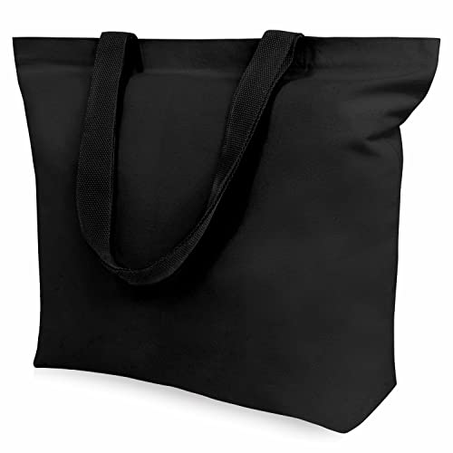 TOPDesign 2-Pack Canvas Tote Bags with Magnetic Snap, Reusable Grocery Shopping Bags, DIY Your Creative Designs - color: Black