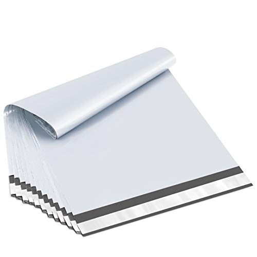 UCGOU Poly Mailers 12x15.5 Inch White 100 Pack Plastic Medium Shipping Bags - color: White, size: 12x15.5