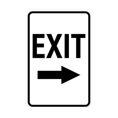 Signs ByLITA Portrait Round Exit Right Arrow Sign with Adhesive Tape, Mounts On Flat Surface (White) - Small - color: White, size: 4 x 6" - Small (1 Pack)