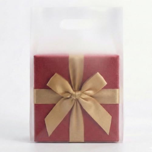 100 Frosted Clear Plastic Bags With Handles 9x12 Merchandise Bags - color: Frosted Clear