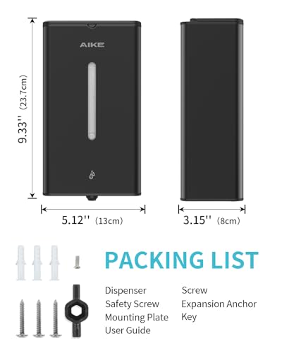AIKE Heavy Duty Automatic Soap Dispenser,33.8oz for Bathroom,Matteblack - color: Matteblack Stainless Steel