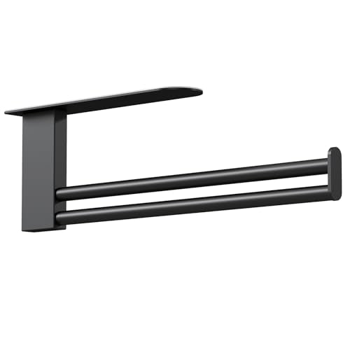 Jesginboo Under Cabinet Paper Towel Holder, Adhesive, Matte Black - color: Black