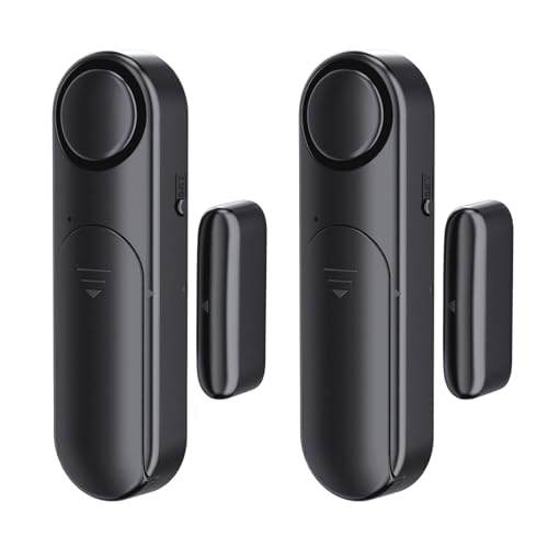 Window & Door Alarm When Opened 2-Pack for Kids Safety/Home Security, Black - color: Black