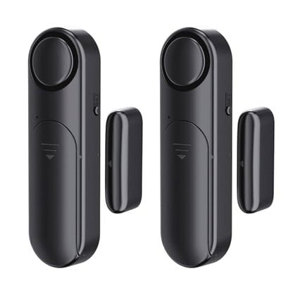 Window & Door Alarm When Opened 2-Pack for Kids Safety/Home Security, Black - color: Black