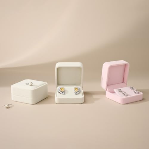 Pink Velvet Hinged Earring Gift Box - color: Pink