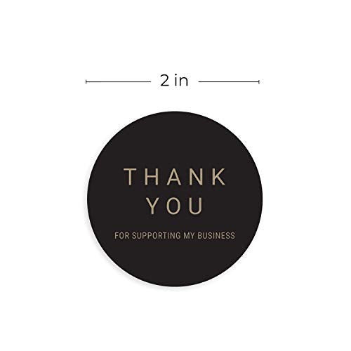 2" Black Kraft Thank You for Supporting My Business Stickers / 500 Brown Kraft Small Business Labels/Customer Appreciation Thanks Round Package Envelope Seals/Made in The USA - color: 2" Black Kraft