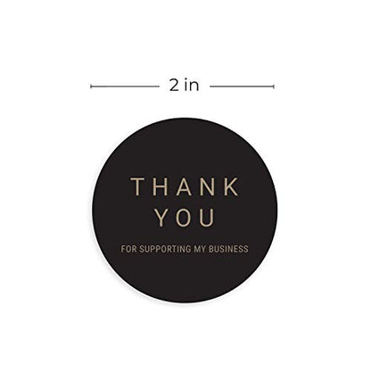 2" Black Kraft Thank You for Supporting My Business Stickers / 500 Brown Kraft Small Business Labels/Customer Appreciation Thanks Round Package Envelope Seals/Made in The USA - color: 2" Black Kraft