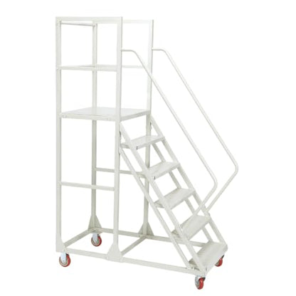 4/6 Step Rolling Stairs with Wheels Industrial & Warehouse Ladder with Handrails 880 LBS Capacity Rolling Steps for Goods Shelves 880 LBS Capacity