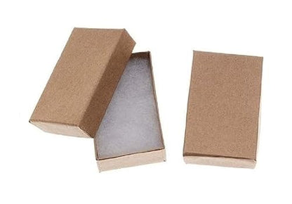 RJ Displays 6 Pack Brown Kraft Cotton Filled Color Cardboard Neck, Ring, Earring, Pendant, Pocket Watch, Body Jewelry, Gift and Retail Boxes Size 3 1/4" x 2 1/8" x 1" Inch (Brown Kraft) - color: Brown Kraft