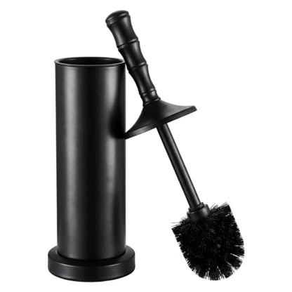 ROLABAM Toilet Bowl Brush and Holder Set, Rustproof Metal Toilet Cleaner Brush for Deep Cleaning, Heavy Freestanding Base with Splash Guard & Extended Handle, Space Saving Bathroom Accessory - color: Black-3