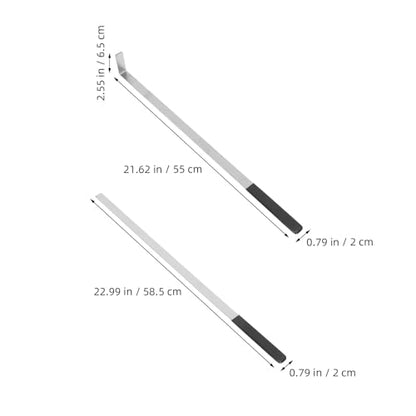 2pcs Supermarket Goods Shelf Management Tool, Stainless Steel Sorting Puller for Merchandise Organization, 22 and 23 Inch Length Pusher Ruler