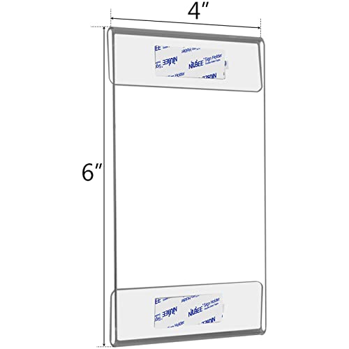 NIUBEE 4x6 Acrylic Sign Holder Wall Mount Clear Frame 6 Pack - size: 4x6"
