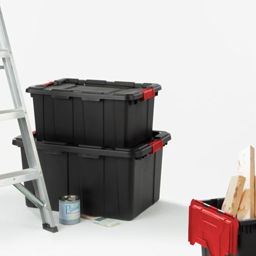 Sterilite 15 Gallon Industrial Tote, Rugged Plastic Storage, Black, 6 Pack - size: 15 Gallon, style: 6-Pack