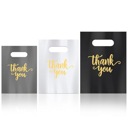 Eersida 200 Pcs Thank You Bags for Small Business, Gray, White, Black - color: Gray, White, Black
