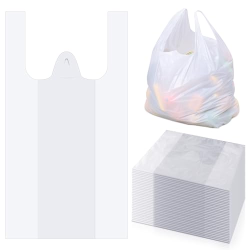 Kisston Jumbo Size Plastic T Shirt Bags, 28" X 17", White, 400 Count - color: White, size: 28" x 17"