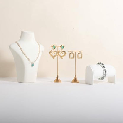 Single Gold Earring T bar Stand, Metal earring display holder for show, Small jewelry studs hanger for Online store Photo Shoot【Gold-Cone Base Height 5"】 - size: Low