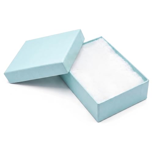 TheDisplayGuys 100 Cardboard Jewelry Gift Boxes with Inserts - Turquoise