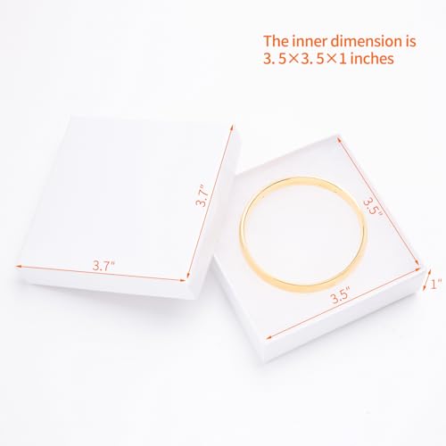 Magicool Hanger 96 Pack 3.5x3.5x1 Inch Cardboard Jewelry Boxes,Used for Necklaces,Bracelets,Earrings,Jewelry,Small Gift Packaging,Jewelry Gift Boxes with Lids and Filled with Cotton(White) - color: White, size: 3.5x3.5x1 Inch (Pack of 96)