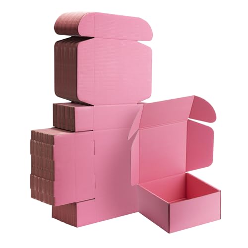 8x8x4 inch Pink Shipping Boxes for Small Business- Set of 25 - color: Pink, size: 8x8x4 Inch