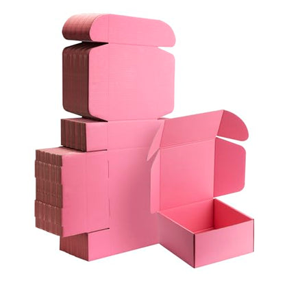 8x8x4 inch Pink Shipping Boxes for Small Business- Set of 25 - color: Pink, size: 8x8x4 Inch