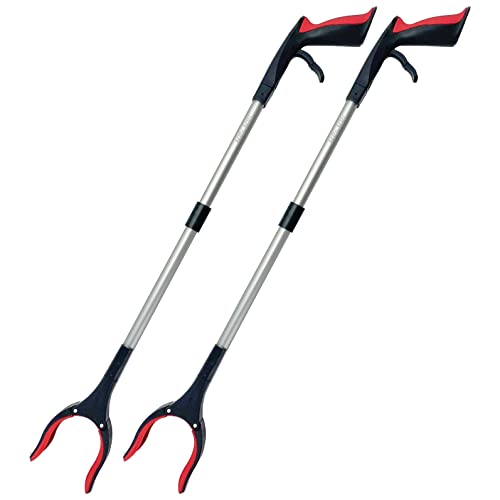 Reacher Grabber Tool 32 Inch 2-Pack, Foldable Trash Picker Grabber, Trash Gripper, Garden Nabber, Litter Picker, Extended Grabber（Red/Red) - color: Red/Red
