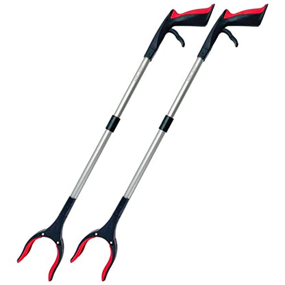 Reacher Grabber Tool 32 Inch 2-Pack, Foldable Trash Picker Grabber, Trash Gripper, Garden Nabber, Litter Picker, Extended Grabber（Red/Red) - color: Red/Red