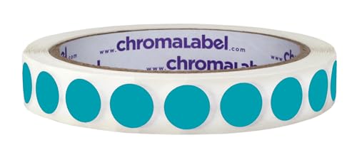 ChromaLabel Teal Removable Dot Stickers, 1/2 Inch, 1000/Roll - color: Teal, size: 1/2"