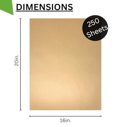 N.F. String & Son Kraft Paper Sheets - 20 x 16 in. - 250 Kraft Sheets, Kraft Paper, Heavy-Duty Brown Craft Paper Sheets for Arts and Crafts, Drawing, DIY, Packaging (250)