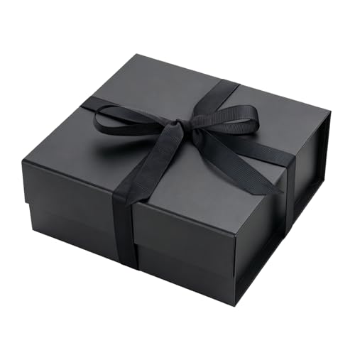 Black Gift Boxes with Lids Pack of 1, 6x6x3 Inch Small Gift Box with Ribbon - color: Black-1P