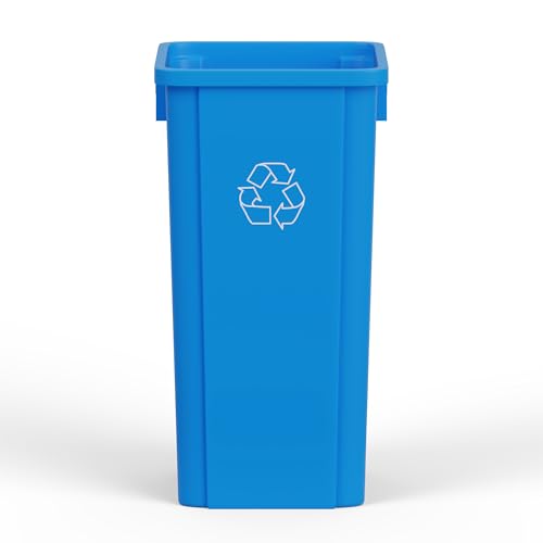 23 Gallon Blue Square Commercial Trash Garbage Can | Outdoor Office Restaurant School Kitchen - color: Blue, size: 23 Gallon, style: Trash Can