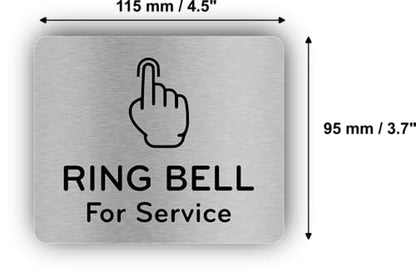 Ring Bell For Service Sign Adhesive Waterproof Sticker or Door Notice, SILVER/GOLD/BLACK engraved with Universal Icon Symbol and Text (Small Size 4.7" x 3.9") (Silver) (Pack of 2) - size: 5 inches by 4 inches (Pack of 2)