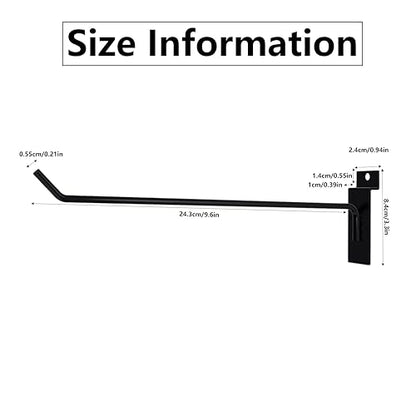 10-inch Black Slatwall Hook,25 PCS Slat Wall Panel Hooks - color: Black, size: 10 Inch
