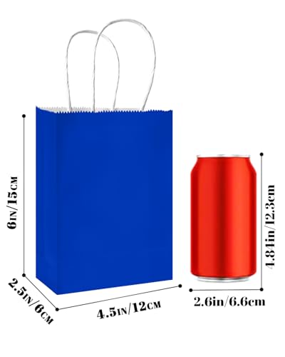 qiqee 24PCS Mini Gift Bag with Handles Bulk 4.5"x2.5"x6" Gift Bags Diamond Blue Bags Multiple Uses - color: Diamond Blue