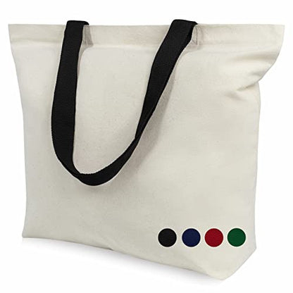 TOPDesign 2-Pack Canvas Tote Bags with Magnetic Snap, Reusable Grocery Shopping Bags, DIY Your Creative Designs - color: Natural / Black