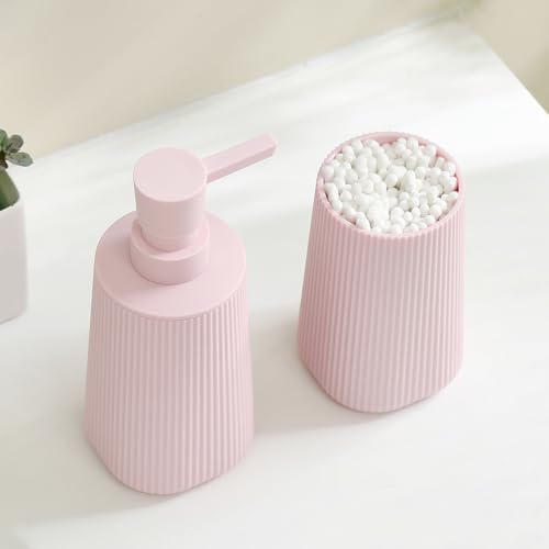 YAUKPH Bathroom Soap Dispenser and Toothbrush Holder Striped Pink - color: Striped Pink