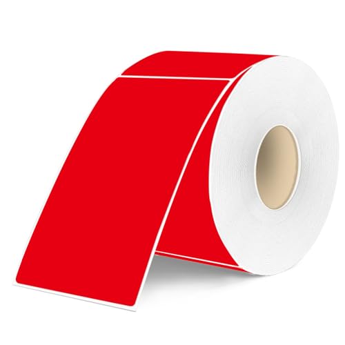 3×5 Inch Red Removable Thermal Labels,Waterproof Thermal Label,240 Sheets per Roll with Perforated Lines - color: Red, size: 3×5 inch