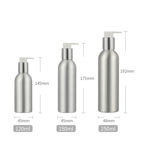 2 Pcs 120ml 4oz Aluminum Lotion Pump Bottle Soap Dispenser with White Pump Cream Pump Bottle Cosmetic Container Toiletries Bottle Vial Jar for Liquid Hand Soap Shampoo Essential Oil(Silver)