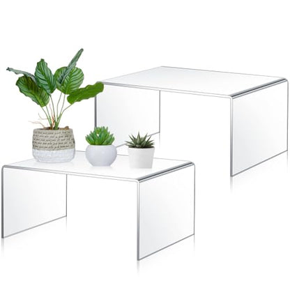 RattanView 2 Pcs 13 Inch Large Clear Acrylic Shelf Riser, 5mm Thick - color: Clear, size: 13 Inch, 5 mm