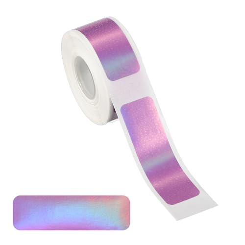 PATIKIL Holographic Thermal Label Stickers, 1.6x0.5 Holographic Thermal Label Self Adhesive Print Paper Refill 160 Tape/Roll for Name Tag Barcode Address, Purple - color: Purple, size: 1.6x0.5"