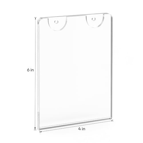 NIUBEE 4x6 Acrylic Wall Sign Holder Vertical Wall Mount 6 Pack - size: Vertical 6 Pack 4" x 6"