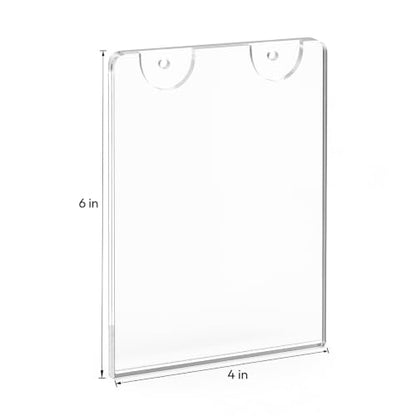 NIUBEE 4x6 Acrylic Wall Sign Holder Vertical Wall Mount 6 Pack - size: Vertical 6 Pack 4" x 6"